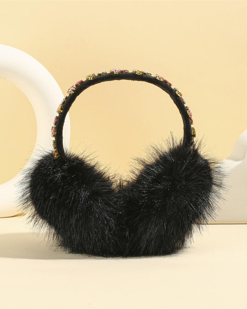 1PCS Rhinestone Faux Fur Winter Earmuffs Ear Warmers