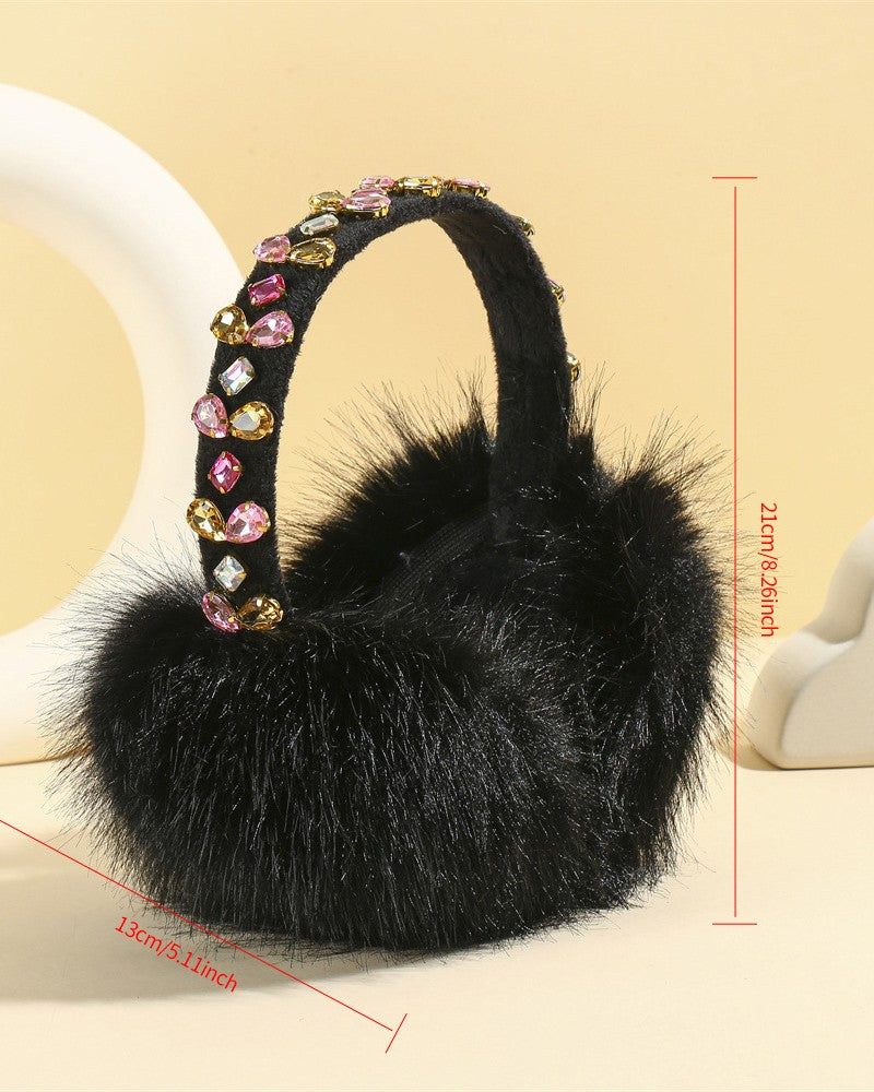 1PCS Rhinestone Faux Fur Winter Earmuffs Ear Warmers