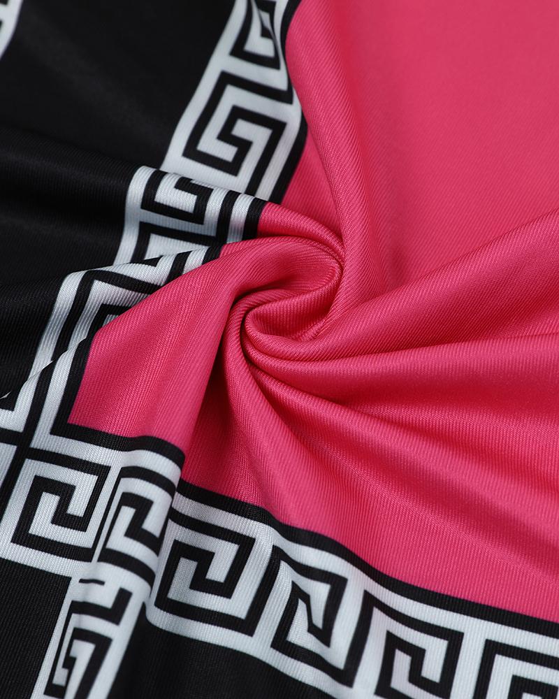 Plus Size Baroque Scarf Print Wide Leg Jumpsuit