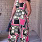 Plus Size Baroque Scarf Print Wide Leg Jumpsuit