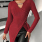 Chain Decor Slit Keyhole Neck Top