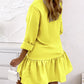 Long Sleeve Buttoned Ruffle Hem Shirt Dress