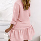 Long Sleeve Buttoned Ruffle Hem Shirt Dress