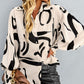 Allover Print Shirred Lantern Sleeve Shirt