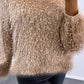 Fluffy Long Sleeve Round Neck Top