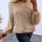 Fluffy Long Sleeve Round Neck Top