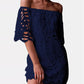 Off Shoulder Hollow Out Lace Dress