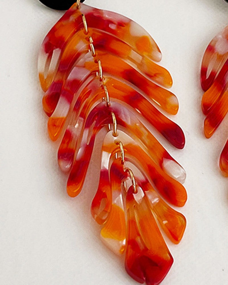 1Pair Leaf Shaped Tassel Drop Earrings