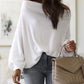 Off Shoulder Lantern Sleeve Knit Casual Sweater