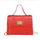Croc Embossed Twist Lock Flap Satchel Bag
