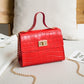 Croc Embossed Twist Lock Flap Satchel Bag