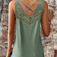 Eyelet Embroidery Crisscross Lace Patch Tank Top