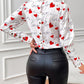 Colorblock Heart Love Print Buttoned Top