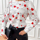 Colorblock Heart Love Print Buttoned Top