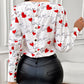 Colorblock Heart Love Print Buttoned Top