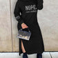 Plus Size Rhinestone Nope Not Today Slogan Pattern Hooded Sweatshirt Dress