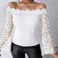 Off Shoulder Hollow Out Lace Patch Top