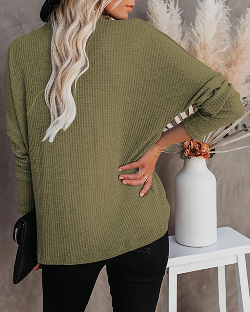 V Neck Long Sleeve Ruched Casual Top