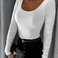 Ruched Long Sleeve U Neck Top