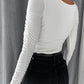Ruched Long Sleeve U Neck Top