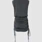 Sleeveless Drawstring Ruched Casual Dress