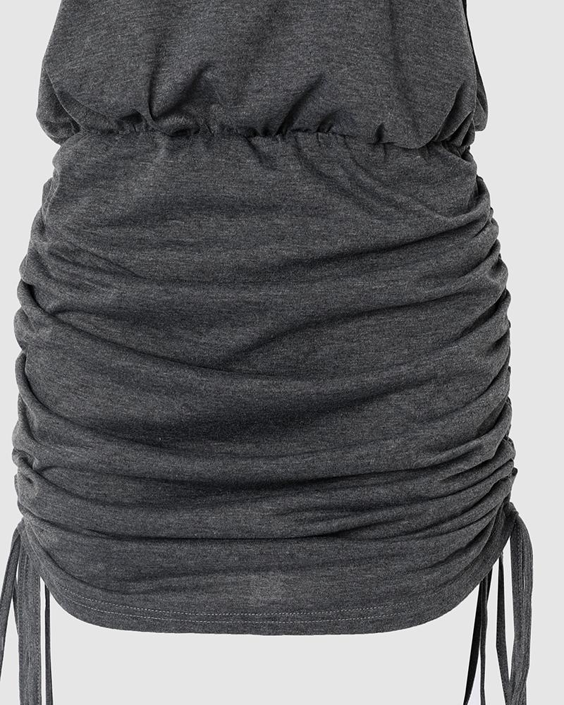 Sleeveless Drawstring Ruched Casual Dress