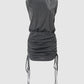 Sleeveless Drawstring Ruched Casual Dress
