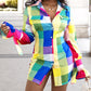 Plaid Print Long Sleeve Button Down Shirt Dress