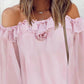 Rose Detail Ruffle Hem Off Shoulder Top