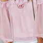 Rose Detail Ruffle Hem Off Shoulder Top