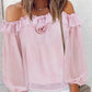 Rose Detail Ruffle Hem Off Shoulder Top