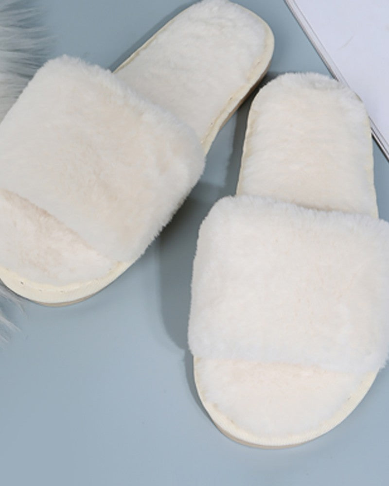 Round Toe Fuzzy Casual Slippers