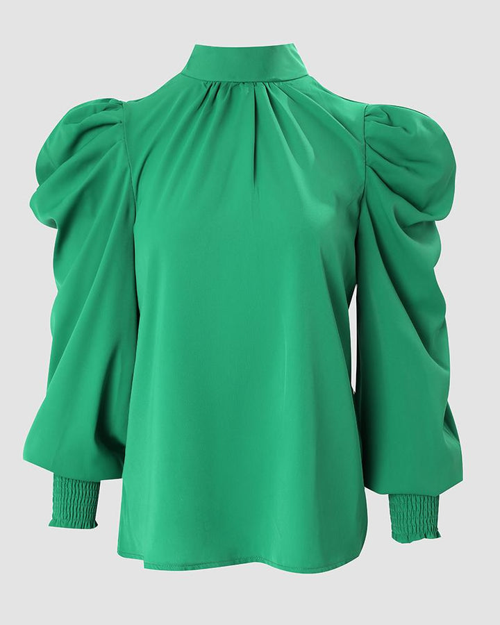 Tie Back Shirred Puff Sleeve Top
