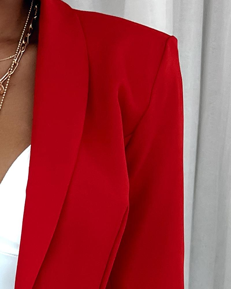 Shawl Collar Single Button Blazer & Plaid Pants Set