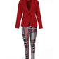 Shawl Collar Single Button Blazer & Plaid Pants Set