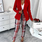 Shawl Collar Single Button Blazer & Plaid Pants Set