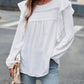 Swiss Dot Round Neck Ruffle Hem Top