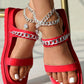 Double Strap Chain Decor Slippers