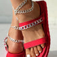 Double Strap Chain Decor Slippers