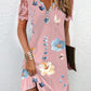 Floral Print Lace Patch Casual Dress