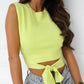 Tie Front Backless Knit Crop Top