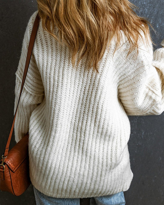 Round Neck Long Sleeve Knit Sweater