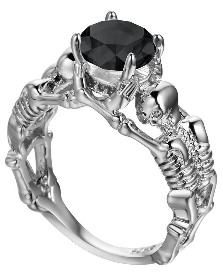 1pc Halloween Skeleton Crystal Stone Decor Vintage Ring