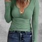Notch Neck Long Sleeve Top