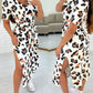 Leopard Print Tied Detail Slit Casual Dress