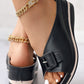 Buckled Hollow Out Wedge Slippers