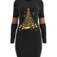 Christmas Tree Print Long Sleeve Bodycon Dress