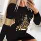 Christmas Tree Print Long Sleeve Bodycon Dress