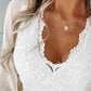 Contrast Mesh Long Sleeve Lace Top