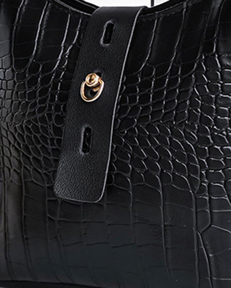 Crocodile Letter Tape Strap Crossbody Shoulder Bag